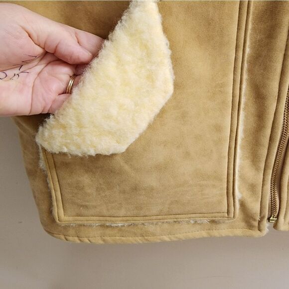 Vintage Upstream Sherpa Vest Large Hunting Fishing Suede Look - Picture 4 of 10